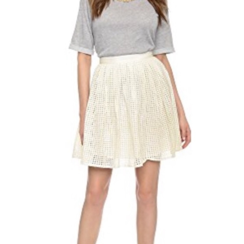 Joie cream skirt flare womens Lissome Pleated Eyelet A-Line Skirt